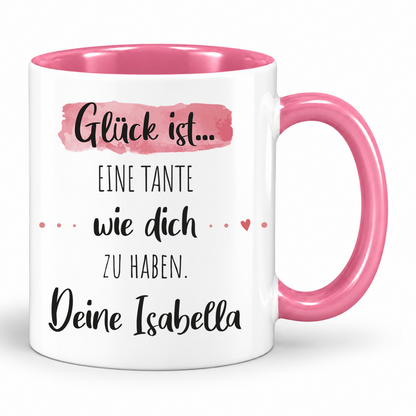 Keramik Tasse mit Namen | Glück ist eine Tante wie dich zu haben