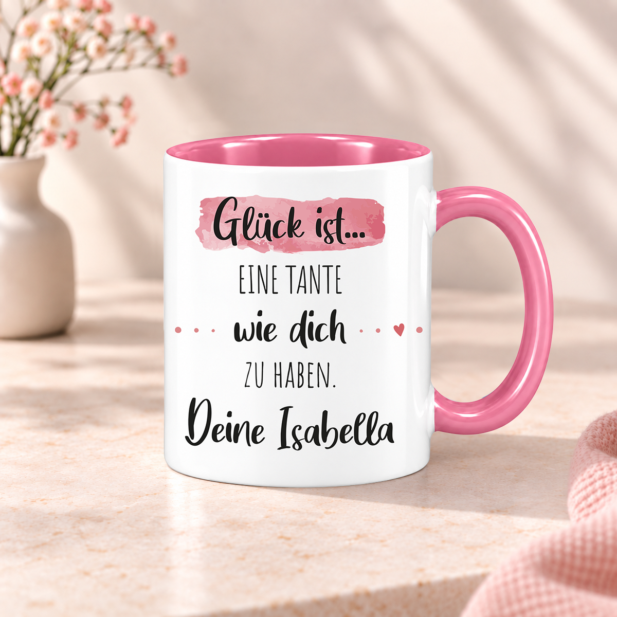 Keramik Tasse mit Namen | Glück ist eine Tante wie dich zu haben