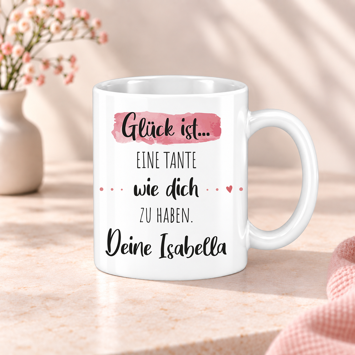 Keramik Tasse mit Namen | Glück ist eine Tante wie dich zu haben