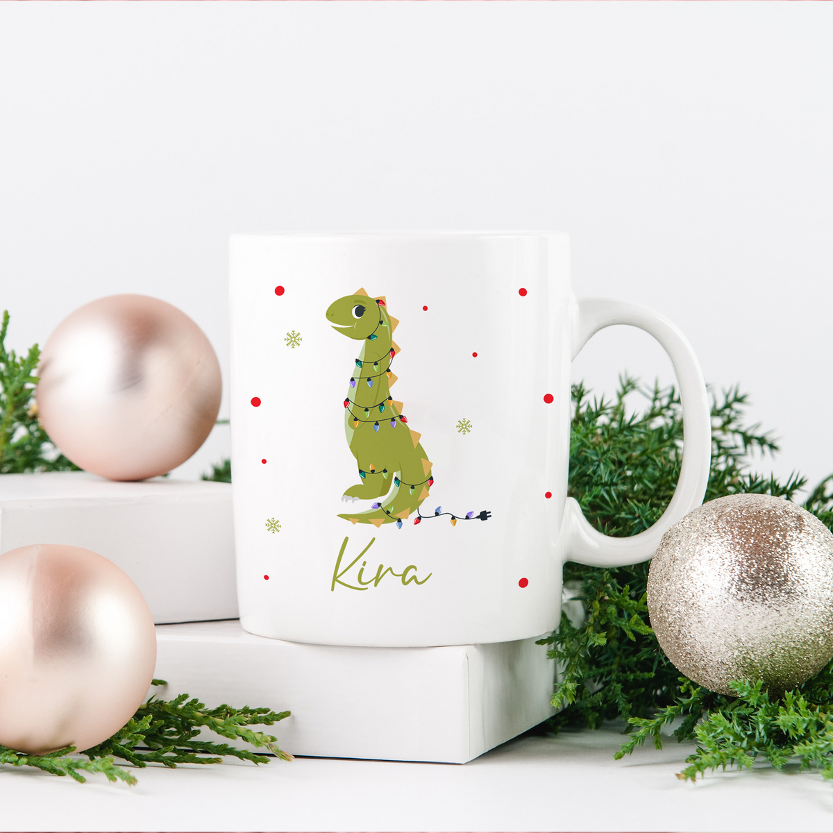 Keramik Tasse mit ame | Weihnachts- Dino
