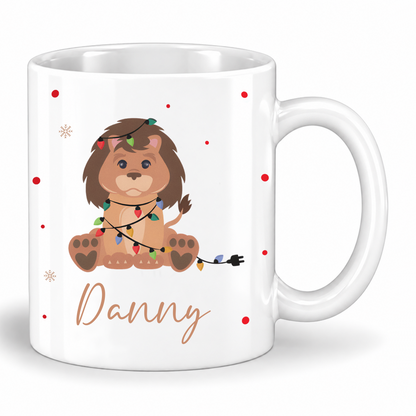 Keramik Tasse | mit Name | Weihnachts- Löwe