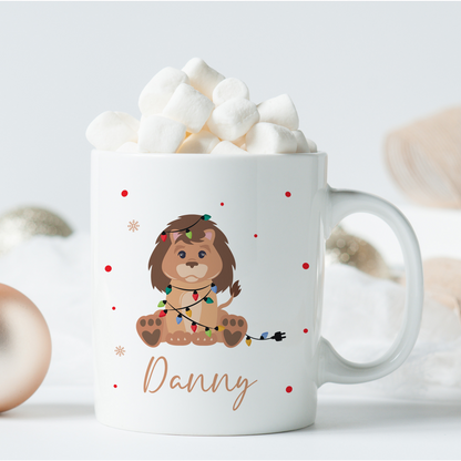 Keramik Tasse | mit Name | Weihnachts- Löwe