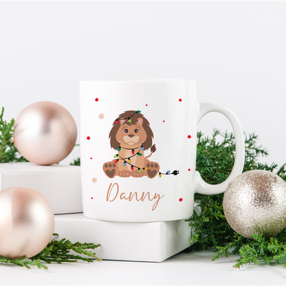 Keramik Tasse | mit Name | Weihnachts- Löwe