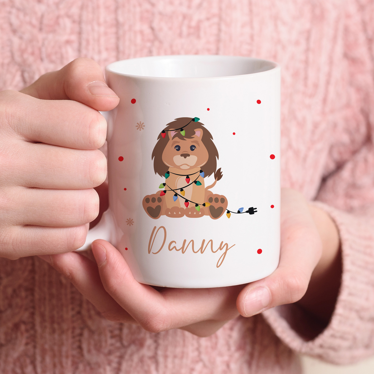 Keramik Tasse | mit Name | Weihnachts- Löwe
