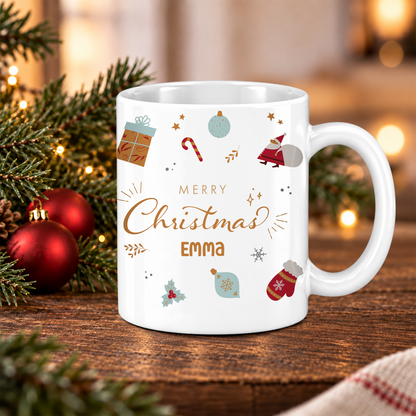 Keramik Tasse mit Name | Merry Christmas