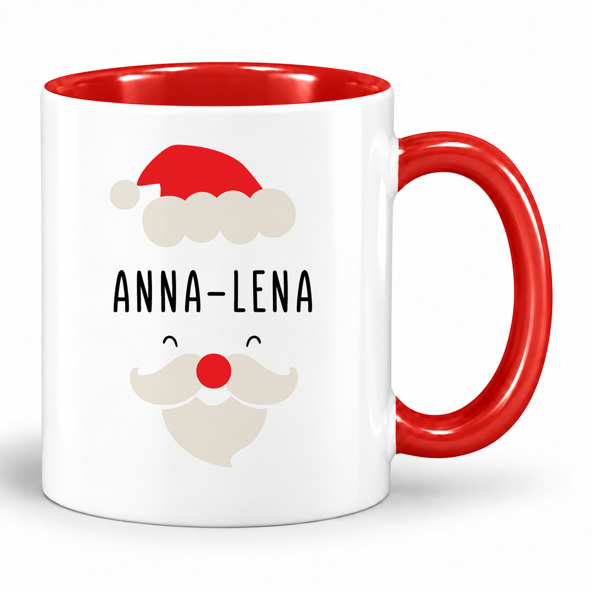 Keramik Tasse mit Name | Weihnachtsmann Rot