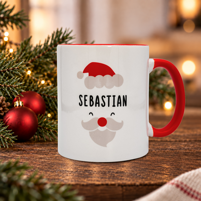 Keramik Tasse mit Name | Weihnachtsmann Rot