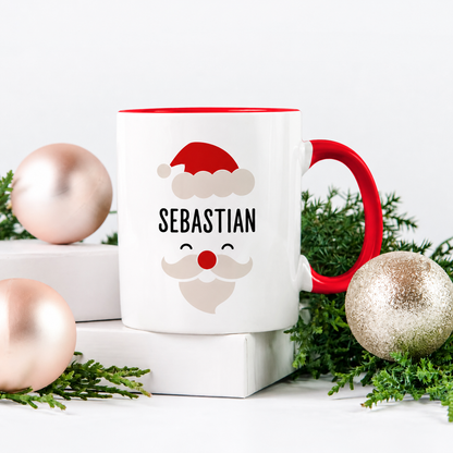 Keramik Tasse mit Name | Weihnachtsmann Rot