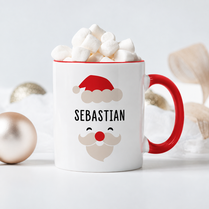 Keramik Tasse mit Name | Weihnachtsmann Rot