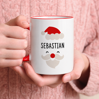 Keramik Tasse mit Name | Weihnachtsmann Rot