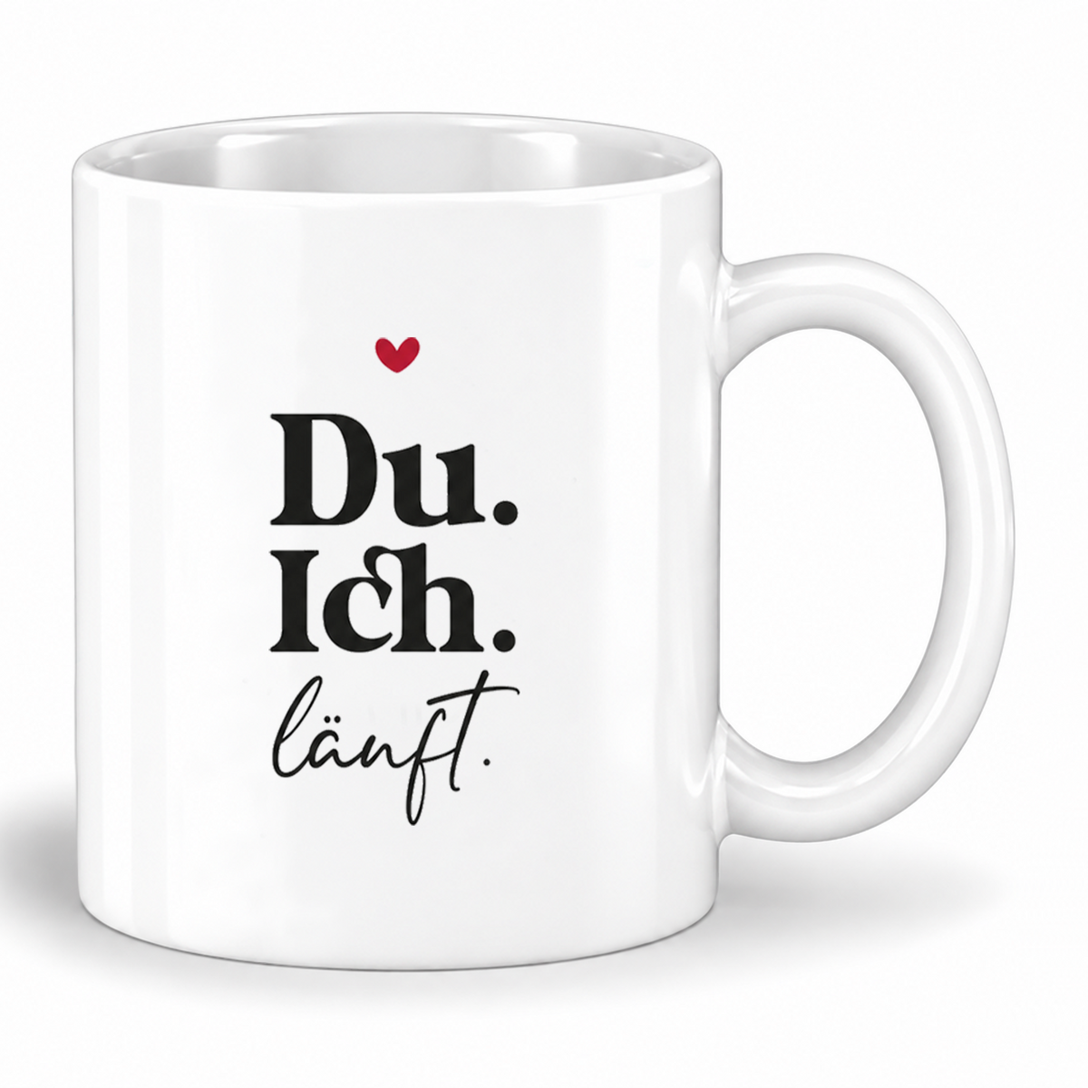 Keramik Tasse | Du. Ich. Läuft. | Herz rot