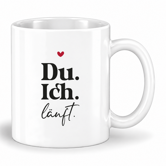 Keramik Tasse | Du. Ich. Läuft. | Herz rot