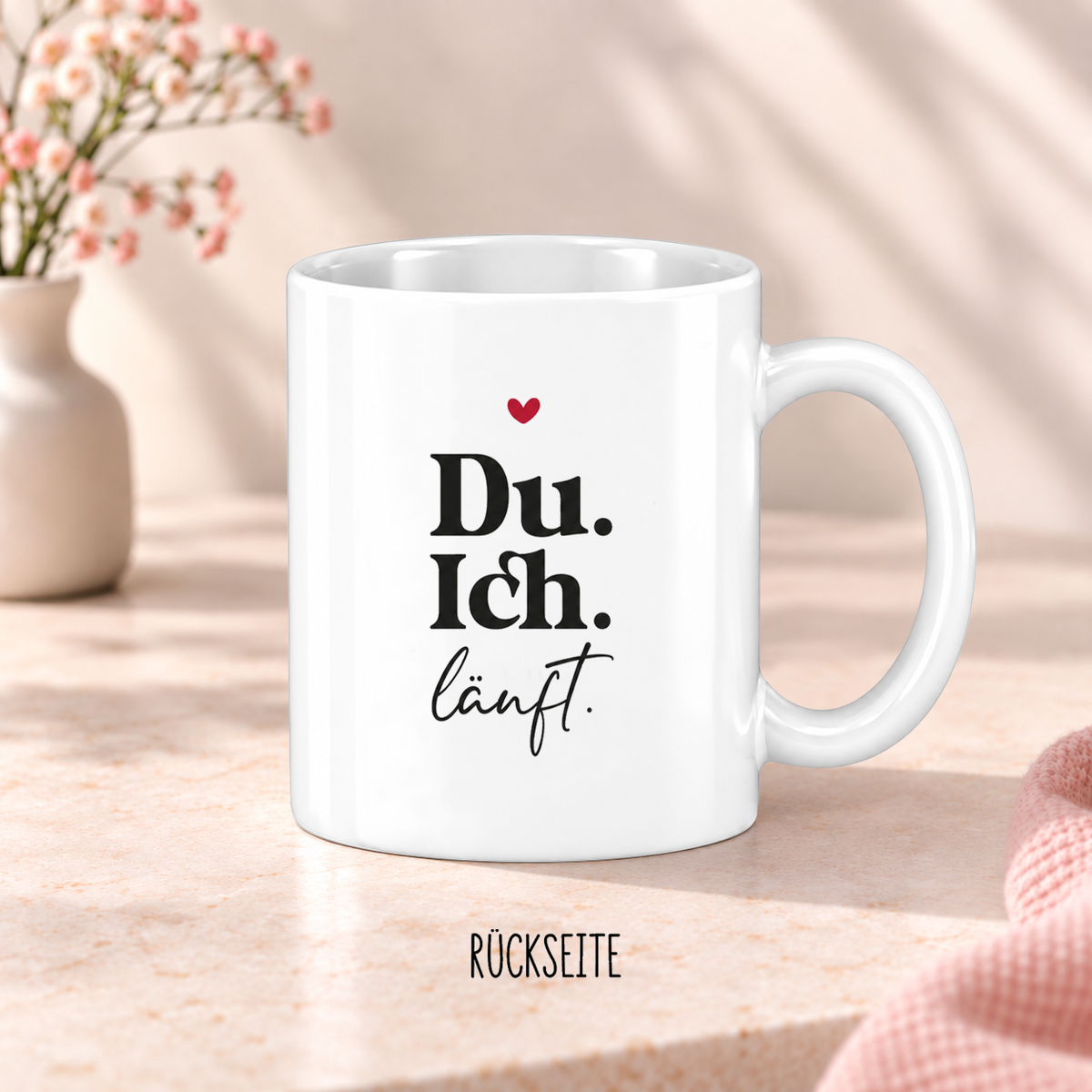 Keramik Tasse | Du. Ich. Läuft. | Herz rot