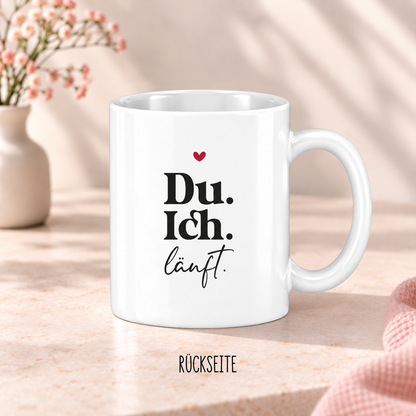 Keramik Tasse | Du. Ich. Läuft. | Herz rot