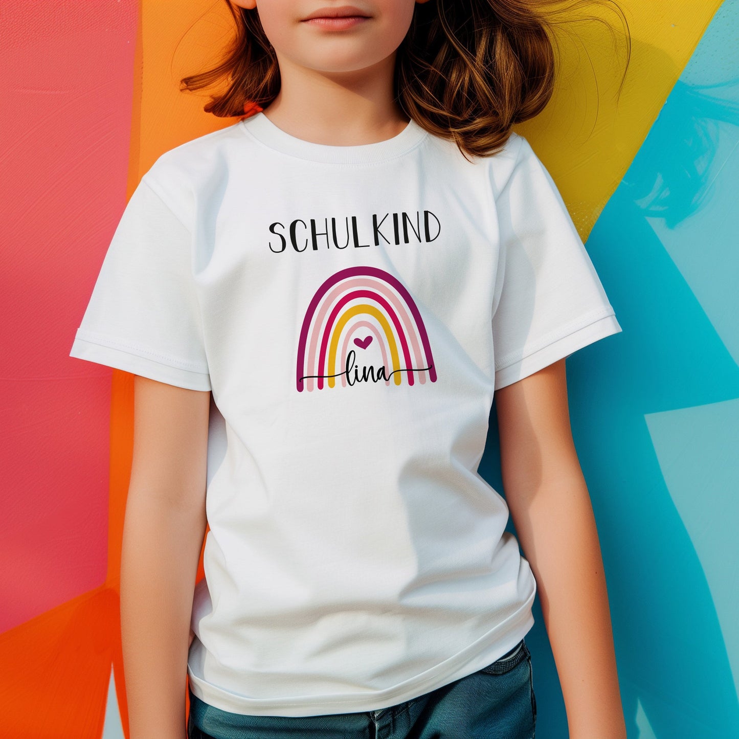 T-Shirt Kinder | Bio-Baumwolle | Schulkind | Regenbogen bunt