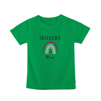 T-Shirt Kinder | Bio-Baumwolle | Schulkind | Regenbogen + Herz lila