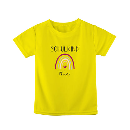 T-Shirt Kinder | Bio-Baumwolle | Schulkind | Regenbogen + Herz lila