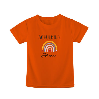T-Shirt Kinder | Bio-Baumwolle | Schulkind | Regenbogen + Stift + Apfel