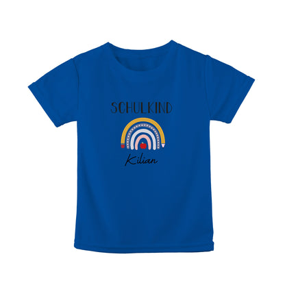 T-Shirt Kinder | Bio-Baumwolle | Schulkind | Regenbogen + Stift + Apfel