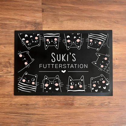 Napfunterlage mit Name | Futterstation | Katzen
