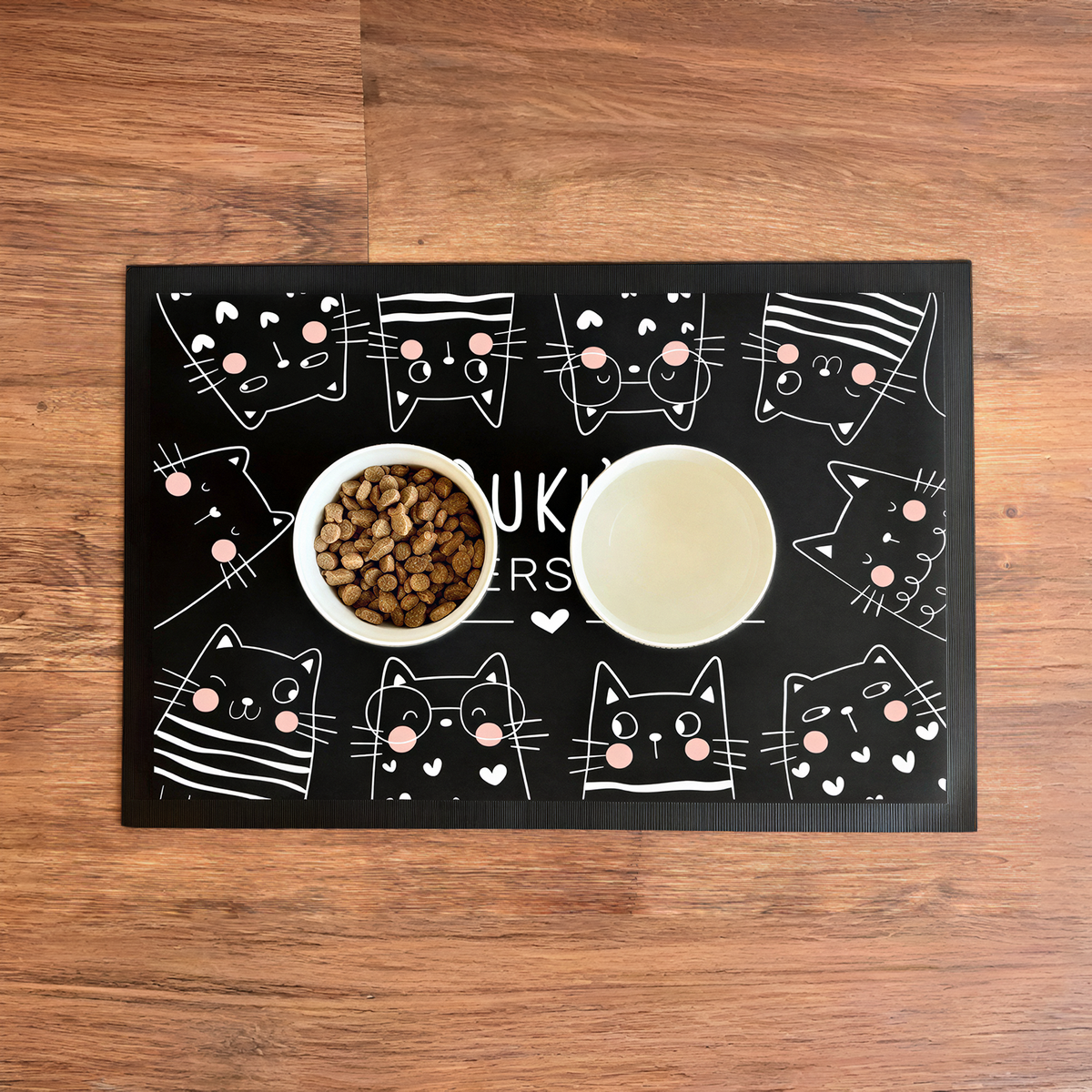 Napfunterlage mit Name | Futterstation | Katzen