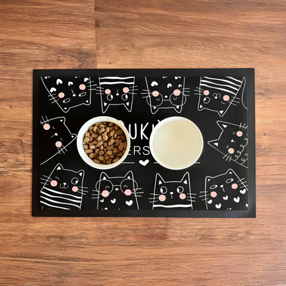 Napfunterlage mit Name | Futterstation | Katzen