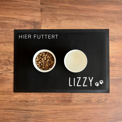 Napfunterlage mit Name | Hier futtert | Hund