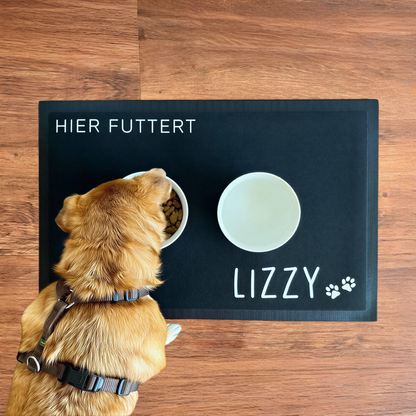 Napfunterlage mit Name | Hier futtert | Hund