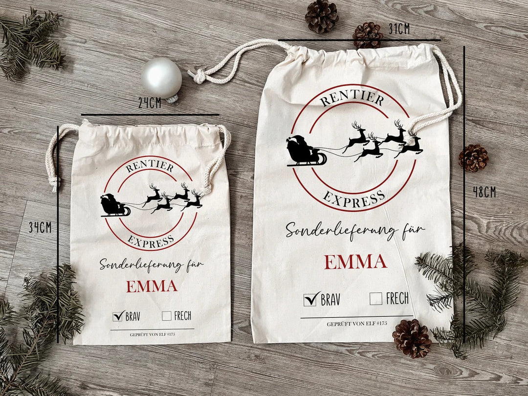 Nikolausbeutel Weihnachtssäckchen personalisiert mit Name - Motiv: 02 - verschenkich.de