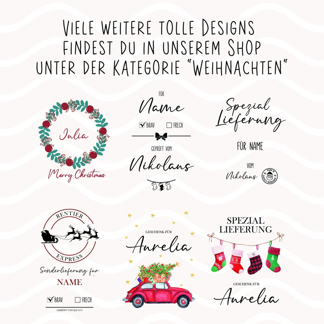 Nikolausbeutel Weihnachtssäckchen personalisiert mit Name - Motiv: 03 - verschenkich.de