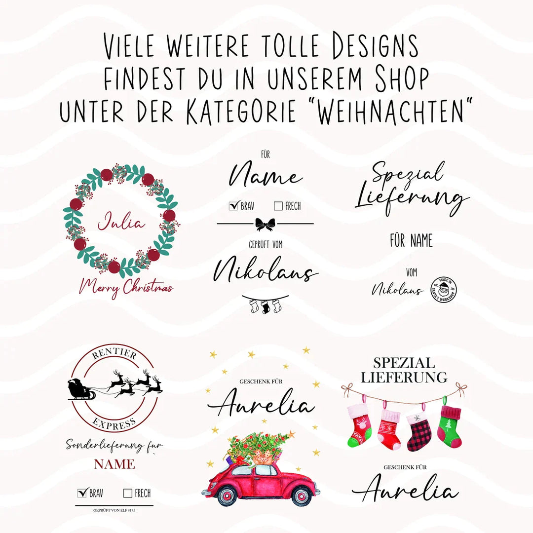 Nikolausbeutel Weihnachtssäckchen personalisiert mit Name - Motiv: 04 - verschenkich.de