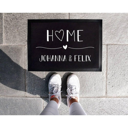 Personalisierte Fußmatte mit eigenen Namen oder Wunschname - Motiv: Home - Vornamen - verschenkich.de