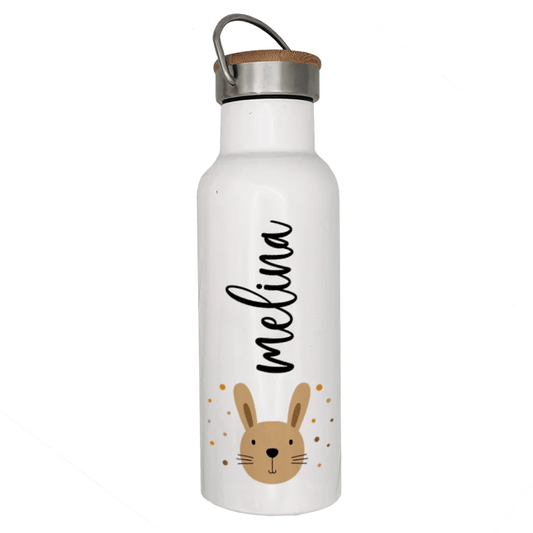 Edelstahl Trinkflasche mit Namen | Hase