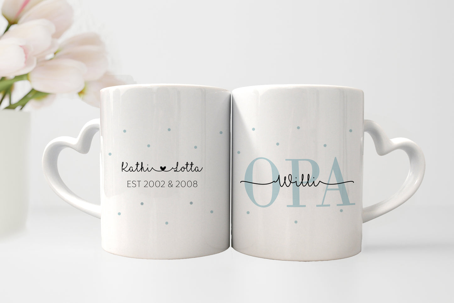 Personalisierte Kaffeetasse für Opa | Herzhenkel | Mit Enkelkind-Namen | liebevolles Geschenk - verschenkich.de