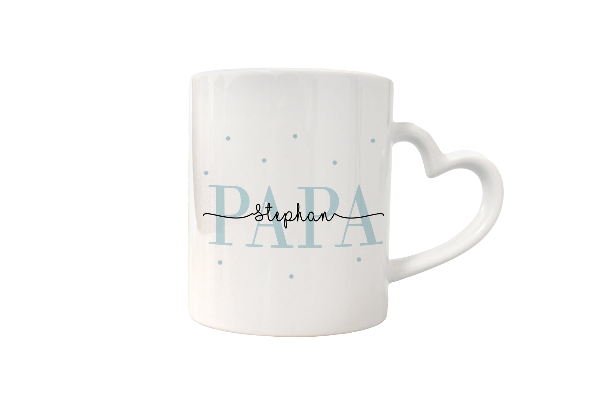 Personalisierte Kaffeetasse für Papa | Herzhenkel | Mit Kind-Namen | liebevolles Geschenk - verschenkich.de