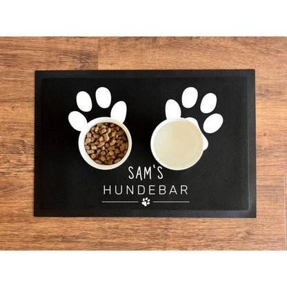Personalisierte Napfunterlage mit Wunschname für Hunde - Motiv: Hundebar - verschenkich.de