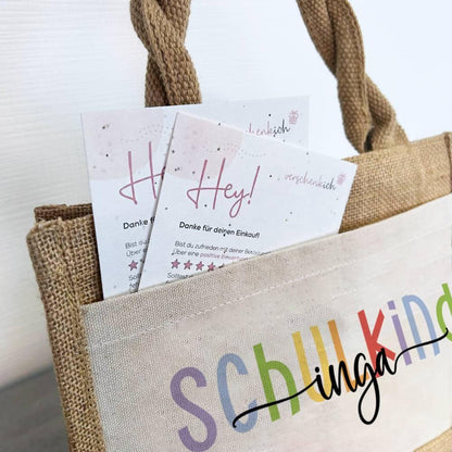 Personalisierte Schulkind-Tasche mit eigenen Namen oder Wunschname - Motiv: Schulkind Bunt 2 - verschenkich.de