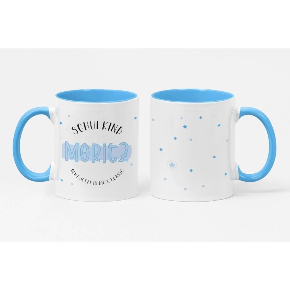 Personalisierte Schulkind Tasse zur Einschulung mit Wunschname Motiv: Schulkind - verschenkich.de