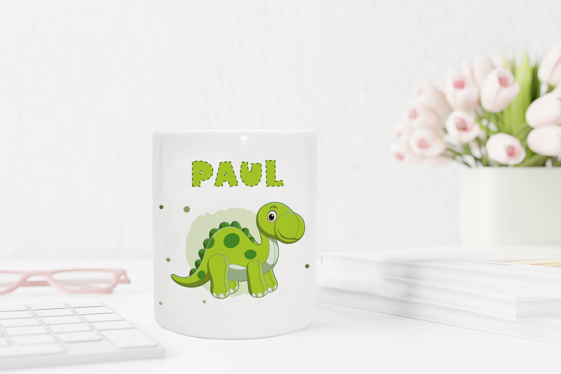 Personalisierte Spardose aus Keramik | mit Wunschnamen | Dino 4 | Brachiosaurus | grün | Geldgeschenk für Dinosaurier Fan - verschenkich.de
