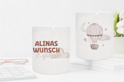 Personalisierte Spardose aus Keramik | mit Wunschnamen | Wunscherfüller alt-rosa | Perfekt um Geld zu - verschenkich.de