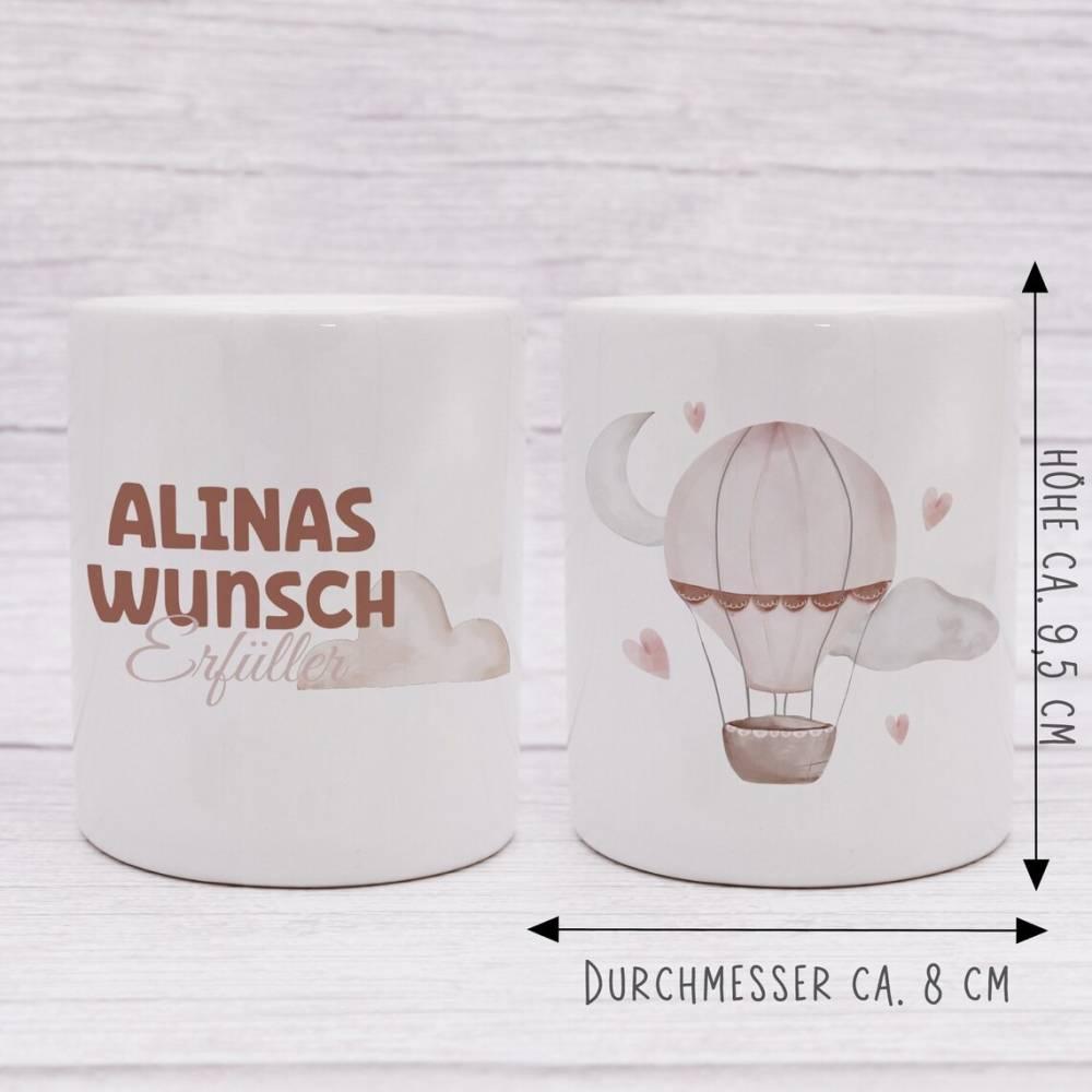 Personalisierte Spardose aus Keramik | mit Wunschnamen | Wunscherfüller alt-rosa | Perfekt um Geld zu - verschenkich.de