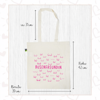 Stofftasche natur aus Bio- Baumwolle | Busenfreundin 1.0 pink