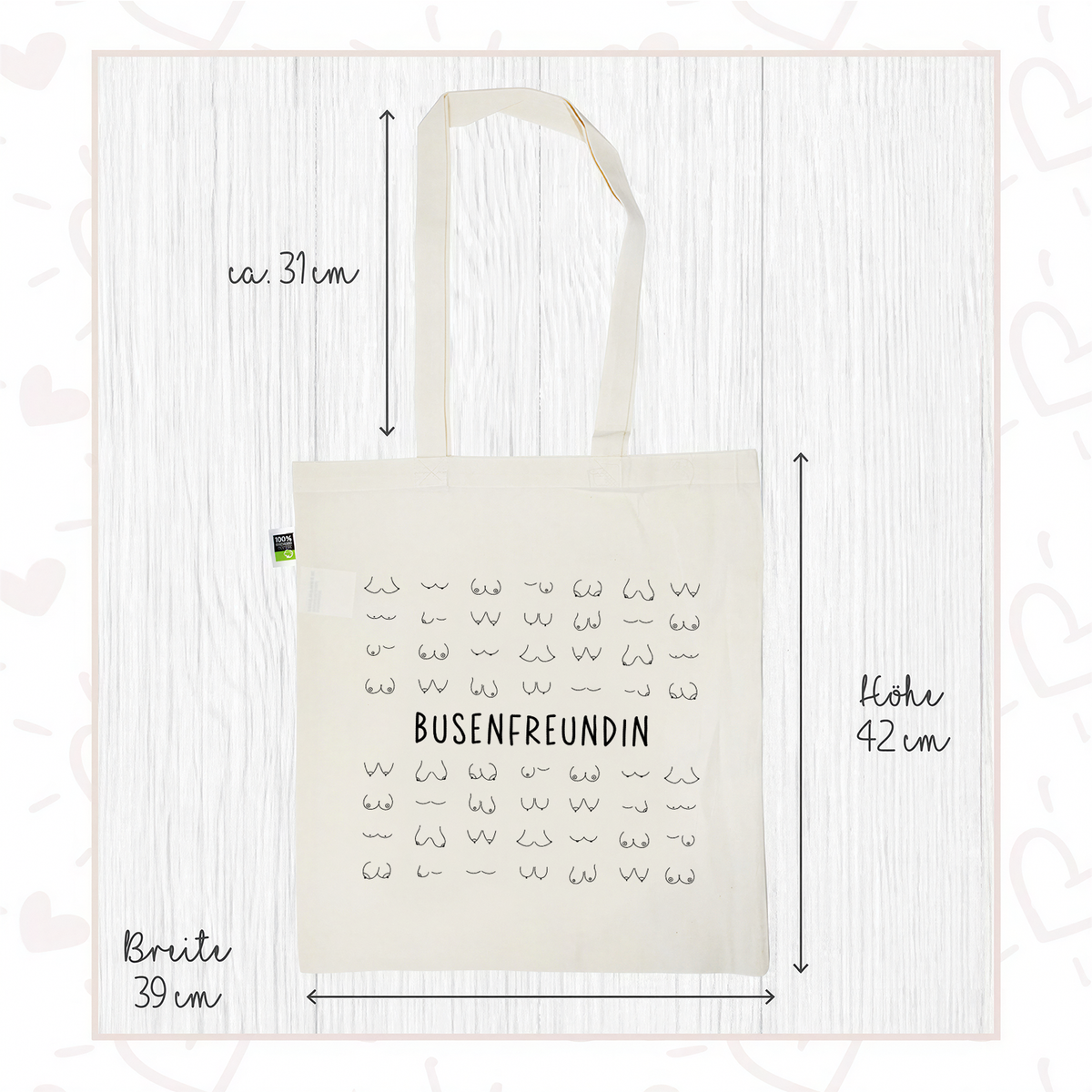 Stofftasche natur aus Bio- Baumwolle | Busenfreundin 2.0