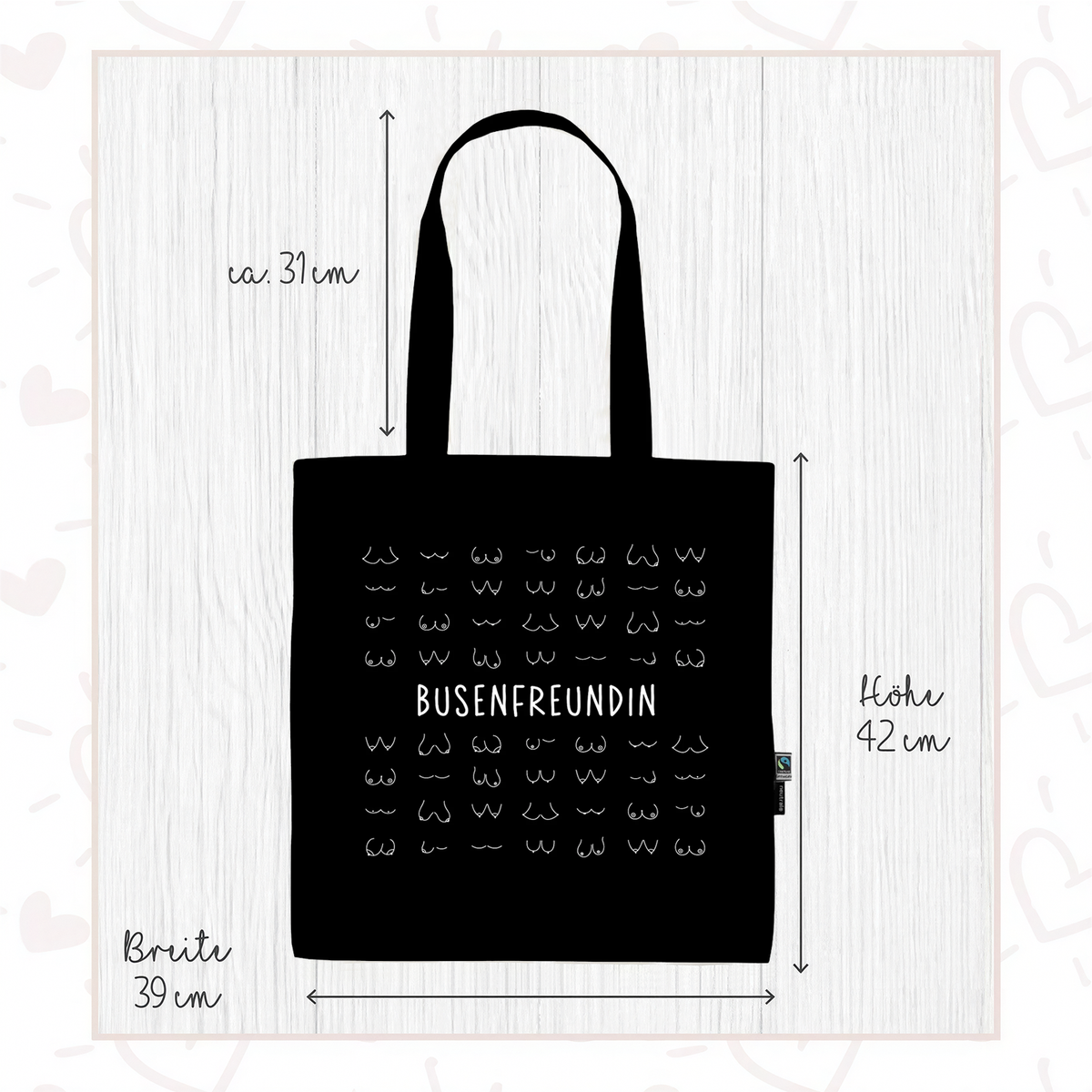 Stofftasche schwarz aus Bio- Baumwolle | Busenfreundin 2.0
