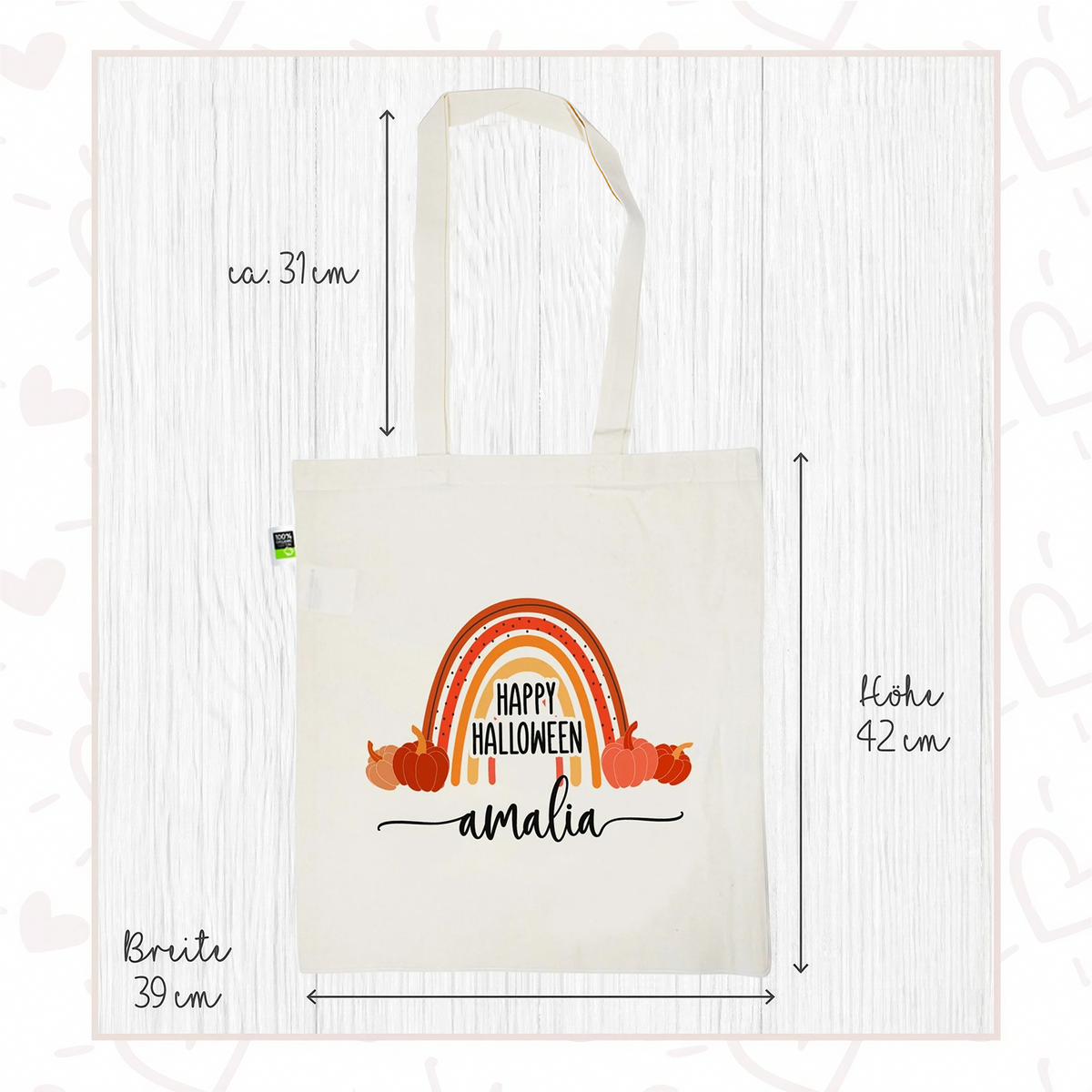Stofftasche aus Bio- Baumwolle mit Namen | Halloween 5