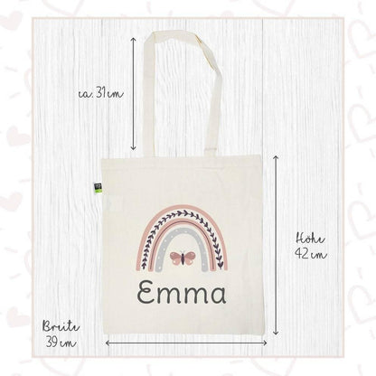 Personalisierte Stofftasche mit Wunschname - Motiv: Regenbogen Blau - verschenkich.de