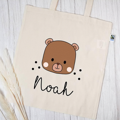 Stofftasche aus Bio- Baumwolle mit Namen | Bärchen