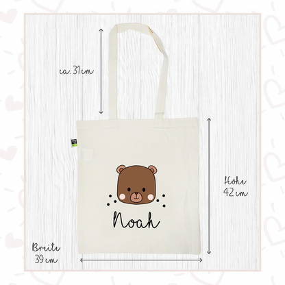 Stofftasche aus Bio- Baumwolle mit Namen | Bärchen