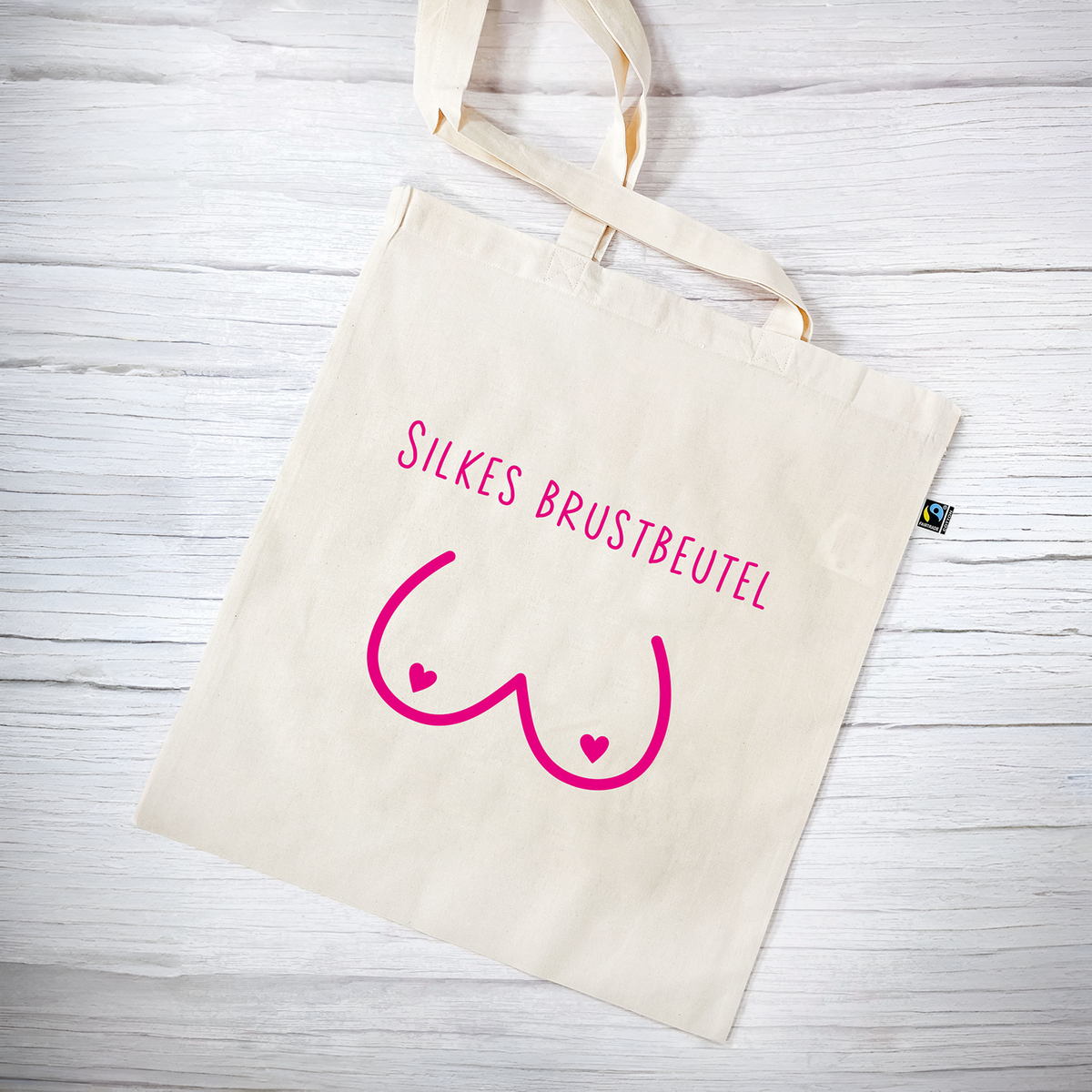 Stofftasche natur aus Bio- Baumwolle mit Name | Brustbeutel