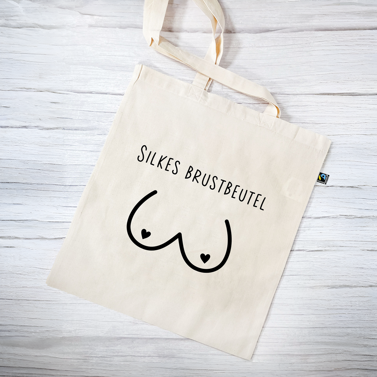 Stofftasche natur aus Bio- Baumwolle mit Name | Brustbeutel